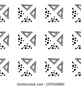 Seamless vector pattern black white geometric dotted drawn background with dot drop bubble doodle triangle Abstract graphic vector design Seamless geometric pattern vector background doodle Background