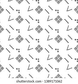 Seamless vector pattern, black and white symmetric geometric ethnic background Print for decor, wallpaper, packaging, wrapping, fabric. graphic design. Doodle style illystration
