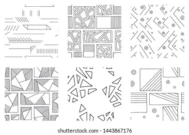 Seamless vector pattern black white geometric background with rhombus triangles rectangles dots lines squares Abstract graphic vector design Seamless geometric pattern vector background Back ground