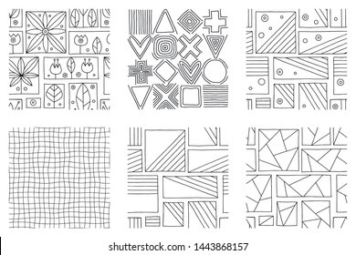 Seamless vector pattern black white geometric background with rhombus triangles rectangles dots lines squares Abstract graphic vector design Seamless geometric pattern vector background Back ground