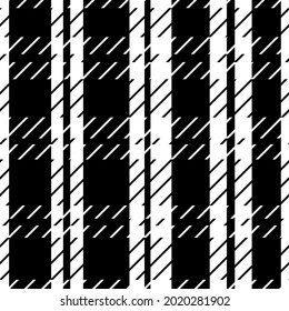 Seamless vector pattern in black and white buffalo plaid. Autumn classic linen print. Designs for fabric, textiles, social media, clothing, web, wrapping paper, packaging, scrapbooking,wallpaper