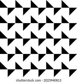 Seamless vector pattern.
Black and white geometric horizontal stripes with triangle. Half arrow background.