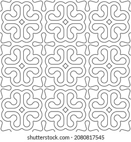 Seamless vector pattern. Black and white linear drawing. Coloring book, colouring page for children and adults. Abstract geometric design. Monochrome illustration. Easy to edit color and line weight
