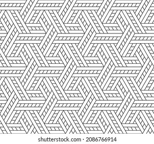 Seamless vector pattern. Black and white linear drawing. Coloring book, colouring page for children and adults. Abstract geometric design. Monochrome illustration. Easy to edit color and line weight
