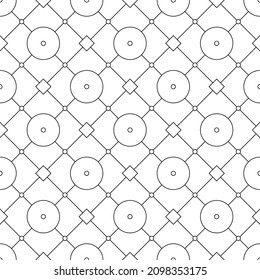 Seamless vector pattern. Black and white linear drawing. Abstract geometric design. Monochrome illustration. Easy to edit color and line weight