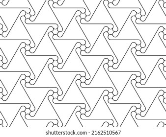 Seamless vector pattern. Black and white linear drawing. Coloring book, colouring page for children and adults. Abstract geometric design. Monochrome illustration. Easy to edit color and line weight