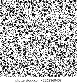 seamless vector pattern in black and white of chaotically arranged short arcs and dots for interior design, scenes, as well as for prints on fabrics, walls, covers