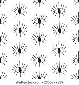 Seamless vector pattern black white eyes for printing and fabric