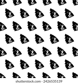 A seamless vector pattern with black and white hand-drawn brushstrokes resembling conchiglie pasta, shell imprints. Diagonal arrangement. Ideal for wrapping paper, cards, posters, prints, and fabrics