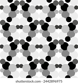 Seamless vector pattern with black and white polka dots in an unusual patterned interpretation. Suitable for interior, wallpaper, fabrics, clothing, stationery.
