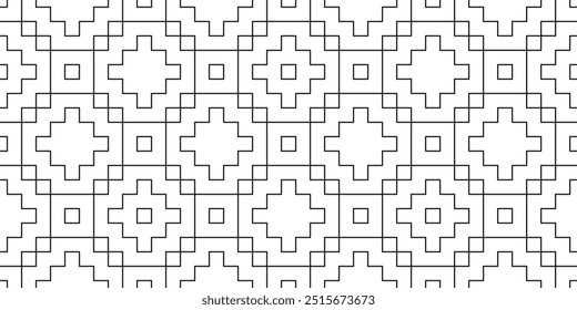 Seamless vector pattern. Black and white linear drawing. Coloring book, colouring page for children and adults. Abstract geometric design. Monochrome illustration. Easy to edit color and line weight