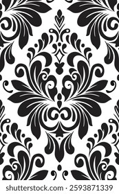 seamless vector pattern black and white elegant damask for textile fabric wallpaper scrapbook