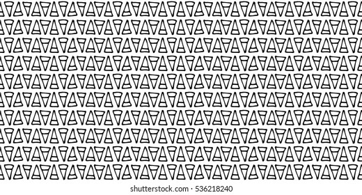 Seamless vector pattern. Black and white geometrical background with hand drawn little decorative elements Simple design Graphic vector illustration. Template for wrapping, background, wallpaper cover