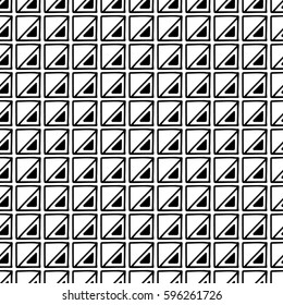 Seamless vector pattern. Black and white geometrical background with hand drawn decorative tribal elements. Print with ethnic, folk, traditional motifs. Graphic vector illustration.
