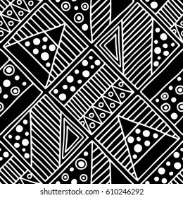 Seamless vector pattern. Black and white geometrical background 