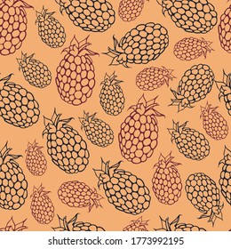 seamless vector pattern with blackberries on a beige background
