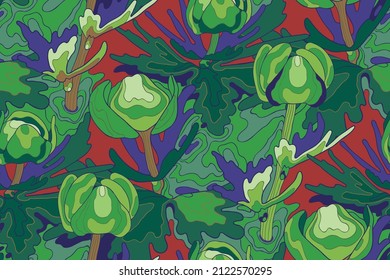 Seamless vector pattern with blooming globeflower