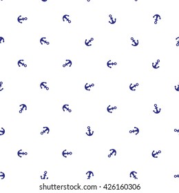 Seamless Vector Pattern of Blue Anchors for Fabric, Linen, Wrapping Paper, Wallpaper etc.