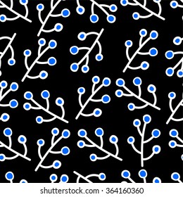 Seamless vector pattern with blue berries