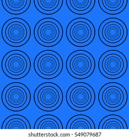 seamless vector pattern. blue, black color. simple circle element geometry ornament. interior decoration, wallpaper, presentation, fashion design
