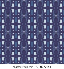 Seamless vector pattern in blue. Bright ornament  for textiles, pillows, interior decoration, paper.