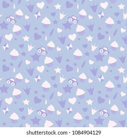 Seamless vector pattern in blue color theme, perfect stuff for baby shower, invitations, greeting cards, etc.