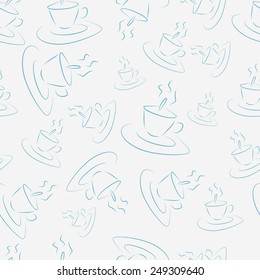 Seamless vector pattern with blue cups