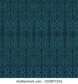 Seamless vector pattern with blue curls on a dark background