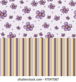 Seamless vector pattern of blue flax flowers