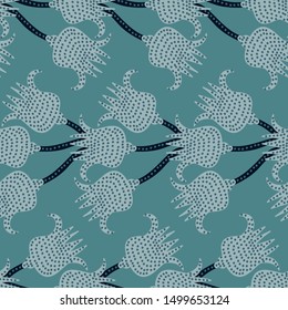 A seamless vector pattern with blue floral horizontal stripes. Surface print design.