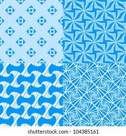Seamless vector pattern blue geometrical texture set of four
