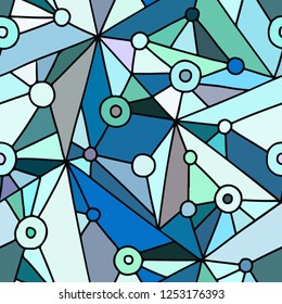 Seamless vector pattern.  Blue geometrical hand drawn background with rectangles, squares, lines. Print for background, wallpaper, packaging, wrapping, fabric.