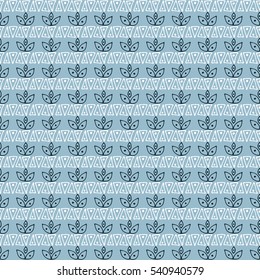 Seamless vector pattern. blue geometrical background with hand drawn little decorative elements.Simple design. Graphic vector illustration. Template for wrapping, background, wallpaper, cover..