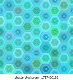 Seamless vector pattern of blue honeycomb mosaic. Blue hexagon tiles background. Print for wrapping, decor, web backgrounds, scrapbooking, etc. Follow other mosaic patterns in my collection.