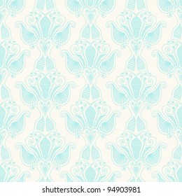 Seamless vector pattern with blue vintage elements