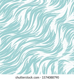 Seamless vector pattern of blue waves on a white background. Sea print in pastel colors. Flow of river or ocean texture