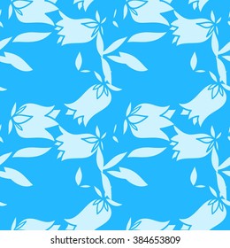 Seamless vector pattern with bluebell flowers.