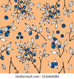 Seamless vector pattern with blueberries