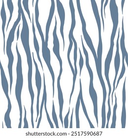 
Seamless vector pattern with blue-gray tiger stripes on a white background.