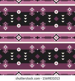 Seamless vector pattern in boho style. Geometric ethnic ornament for printing on paper and textile. Background with traditional folk motifs.