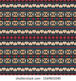 Seamless vector pattern in boho style. Geometric ethnic ornament for printing on paper and textile. Background with traditional folk motifs.