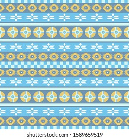 Seamless vector pattern in boho style. Ethnic ornament for printing on textiles and paper. Geometric symmetric background from stripes of elements.
