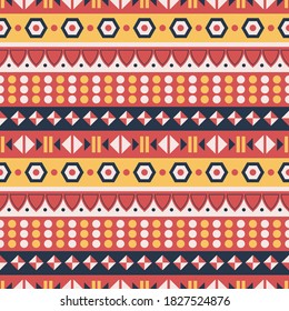 Seamless vector pattern in boho style. Background with ethnic ornament. Geometric textile design.