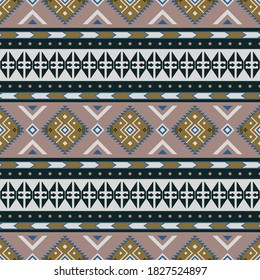 Seamless vector pattern in boho style. Background with ethnic ornament. Geometric textile design.