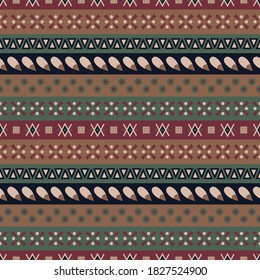 Seamless vector pattern in boho style. Background with ethnic ornament. Geometric textile design.