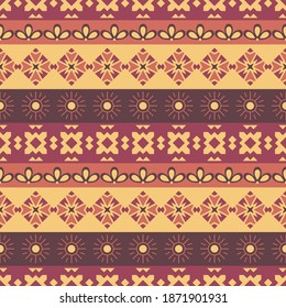 Seamless vector pattern in boho style. Background with ethnic ornament. Geometric textile design.