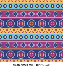 Seamless vector pattern in boho style. Background with ethnic ornament. Geometric textile design.
