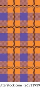 Padrão de vetor sem costura negrito xadrez quadrados laranja roxo preto quadriculado fundo geométrico contraste gráfico retro 80s têxtil vibrante cor elegante decoração de moda padrão de vetor sem costura