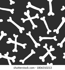 Seamless vector pattern with bones. Doodle background for pets or halloween