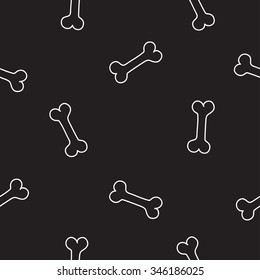 Seamless vector pattern of the bones on a black background.